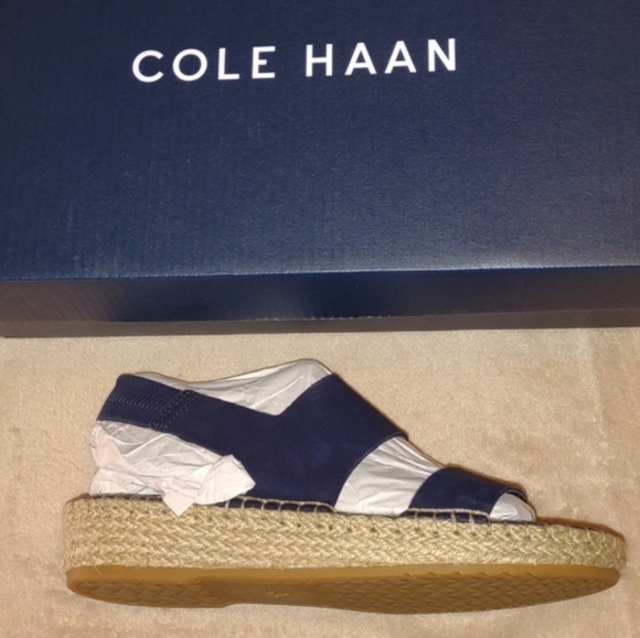 👣Cole Haan Marine Blue Nubuck Cloudfeel Espadrilles - Picture 9 of 15